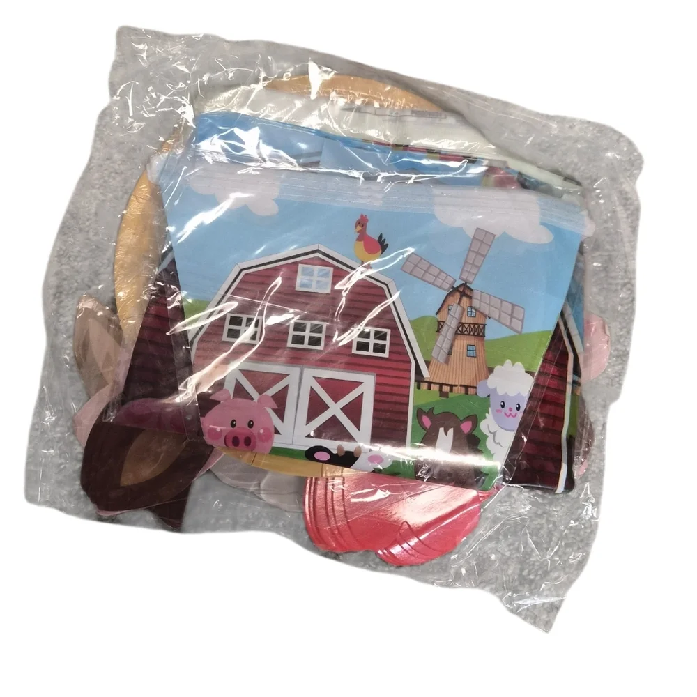 Farm Animal Birthday Party Set – 50 Piece Tableware & Decor Kit -New!